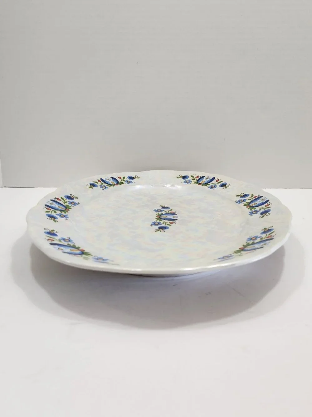 VTG 1980s Polish Kashubian Floral Folk Art Oval Lusterware Platter